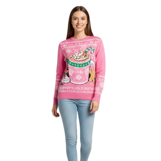 Foute Kersttrui - Marshmallows - Roze - Volwassenen