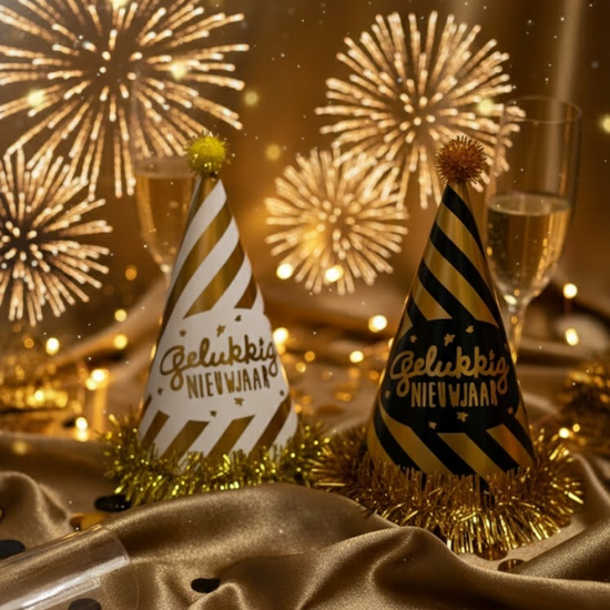 Gelukkig Nieuwjaar Feesthoedje - Assorti 