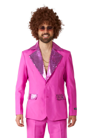 Suitmeister Kostuum - Disco Suit 2 delig - Roze - Volwassenen