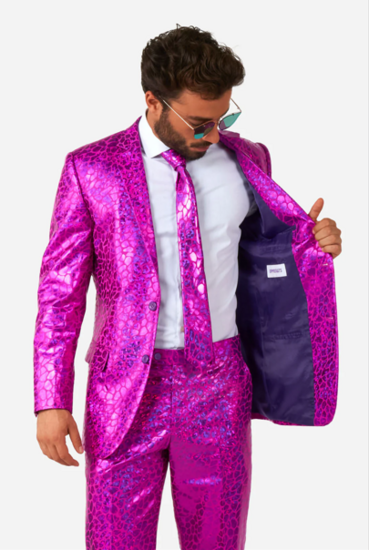 Opposuits - Carnavalskleding Heren -  Peppy Pink 3-delig