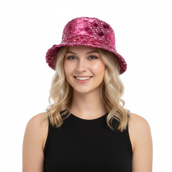 Bucket Hat Pailletten - Roze - Volwassenen
