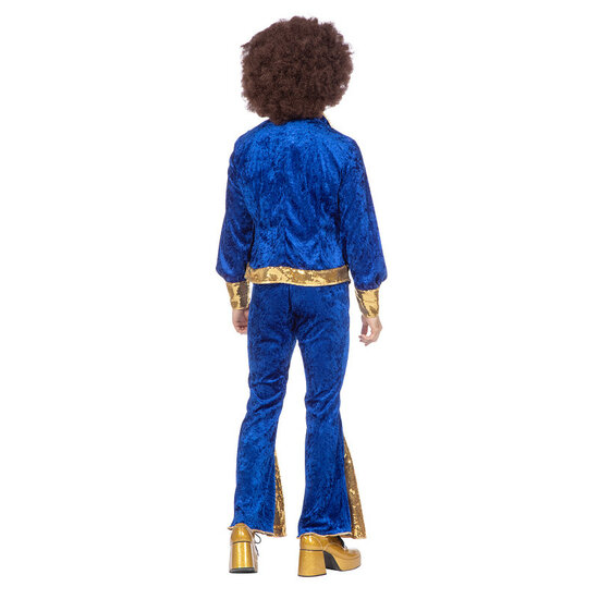 Glitter Disco Kostuum - Blauw-Goud  - Heren