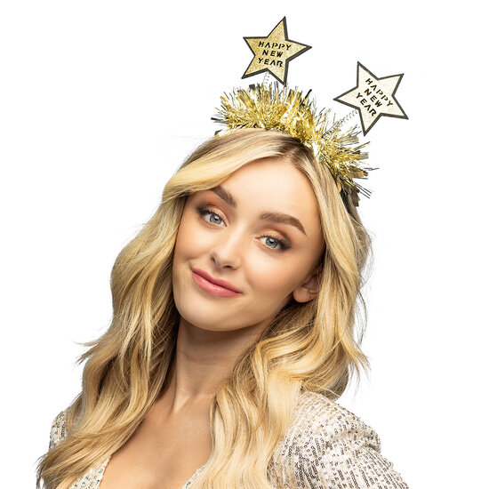 Diadeem Shine - Happy new Year - Goud-Zwart