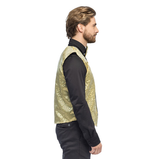 Pailletten Gilet Met Strikje - Goud - Heren