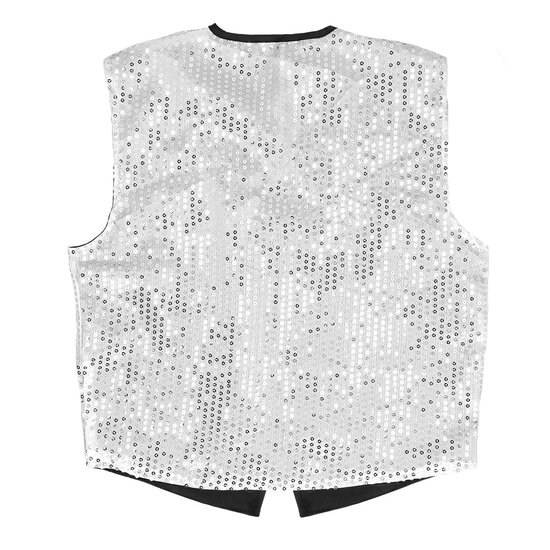Pailletten Gilet Met Strikje - Zilver - Heren