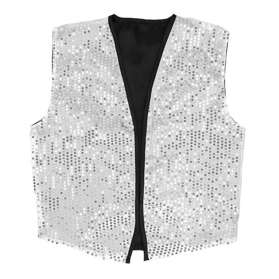 Pailletten Gilet Met Strikje - Zilver - Heren