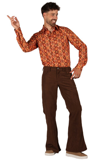 Hippie Flared Ribcord Broek Bruin - Flower Power Jaren 60 &amp; 70 - Heren