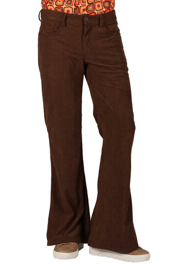 Hippie Flared Ribcord Broek Bruin - Flower Power Jaren 60 &amp; 70 - Heren