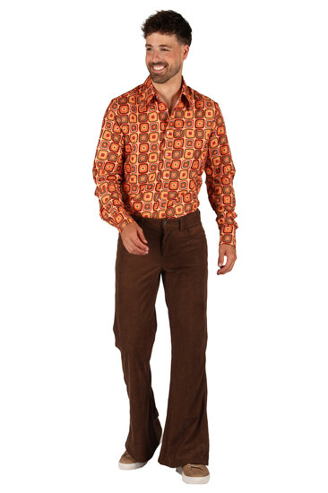 Hippie Flared Ribcord Broek Bruin - Flower Power Jaren 60 &amp; 70 - Heren