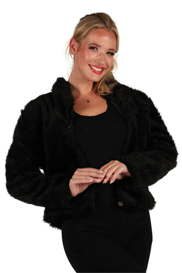 Bontjasje Zwart - Zachte Pluche Jas - Dames