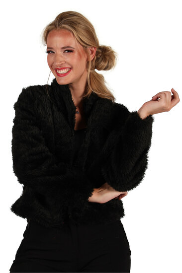 Bontjasje Zwart - Zachte Pluche Jas - Dames
