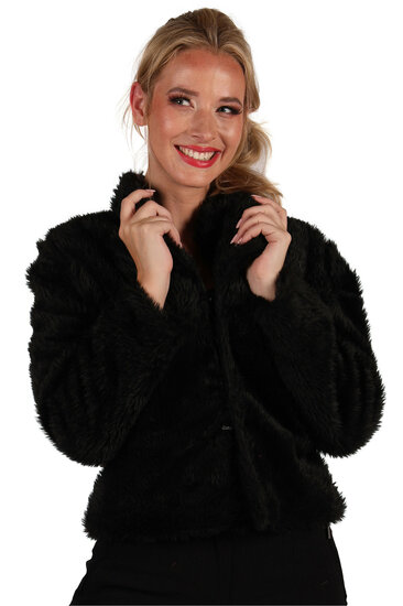 Bontjasje Zwart - Zachte Pluche Jas - Dames