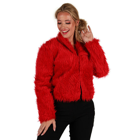 Bontjasje Rood - Zachte Pluche Jas - Dames