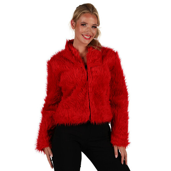 Bontjasje Rood - Zachte Pluche Jas - Dames