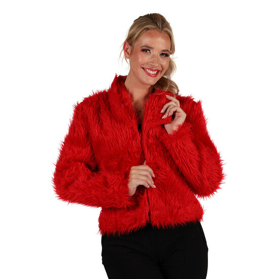 Bontjasje Rood - Zachte Pluche Jas - Dames