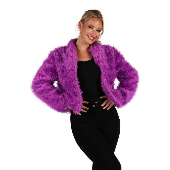 Bontjasje Paars - Zachte Pluche Jas - Dames