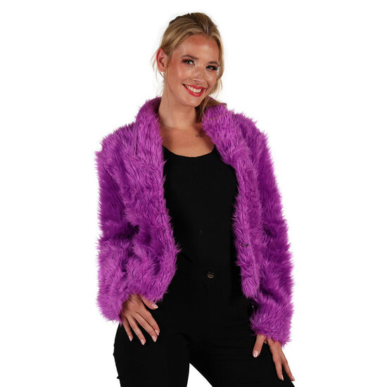 Bontjasje Paars - Zachte Pluche Jas - Dames