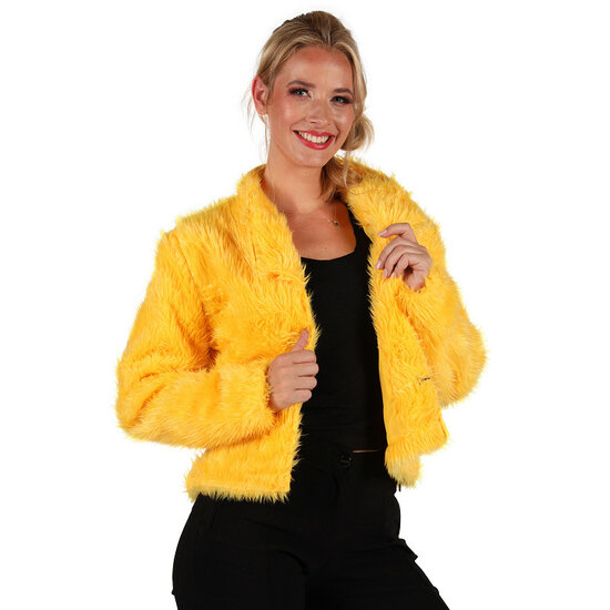 Bontjasje Geel - Zachte Pluche Jas - Dames