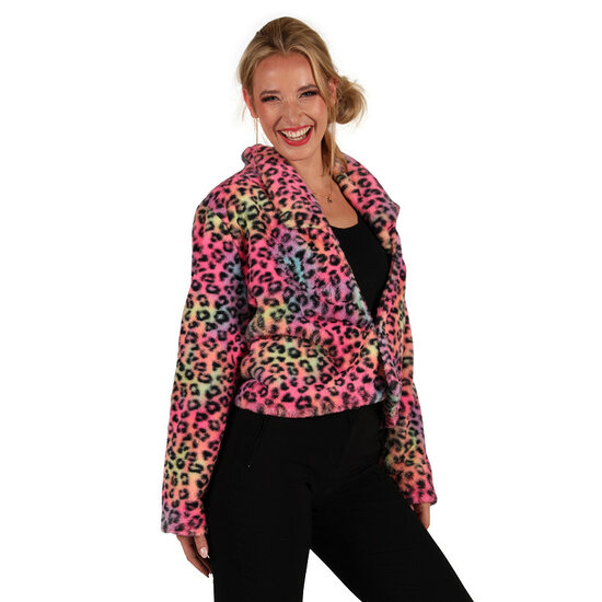 Bontjasje Neon Panter - Zachte Pluche Jas - Dames