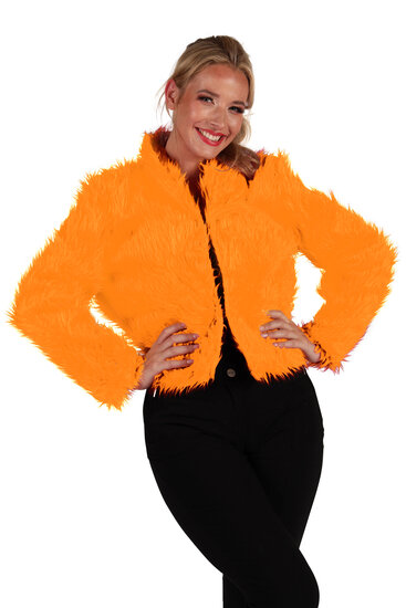 Bontjasje Oranje - Zachte Pluche Jas - Dames