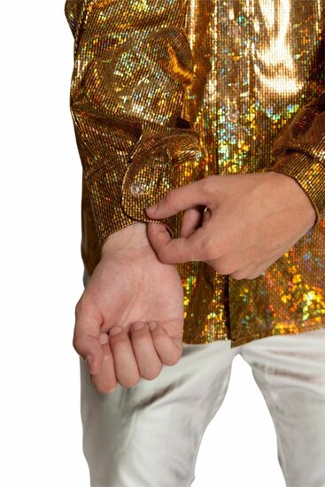 Shiny Disco Shirt - Goud - Heren