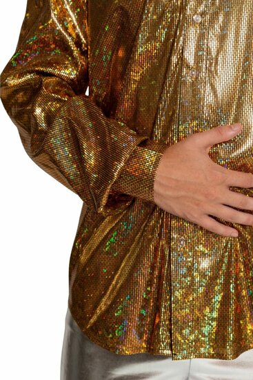 Shiny Disco Shirt - Goud - Heren