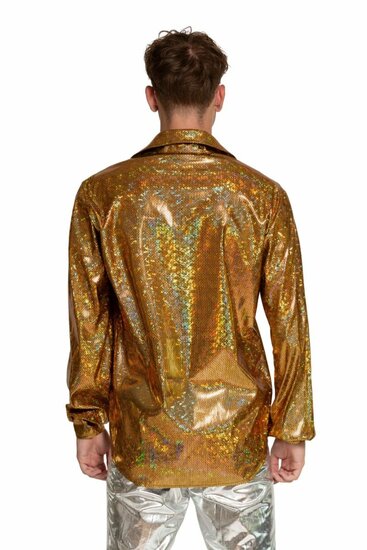 Shiny Disco Shirt - Goud - Heren