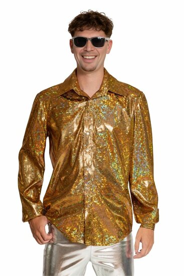 Shiny Disco Shirt - Goud - Heren