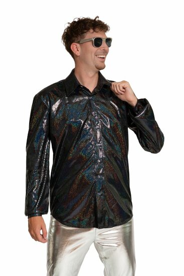 Shiny Disco Shirt - Zwart - Heren