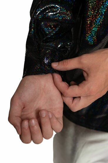 Shiny Disco Shirt - Zwart - Heren