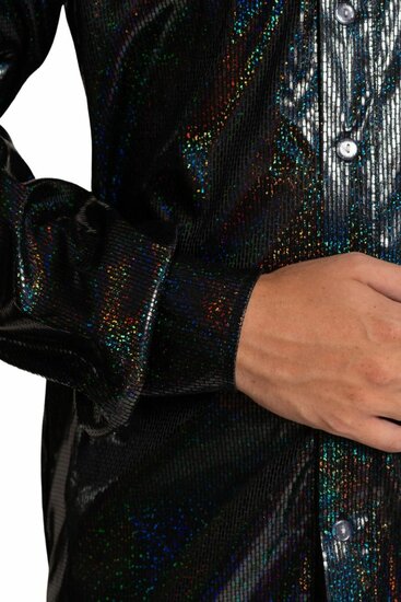Shiny Disco Shirt - Zwart - Heren