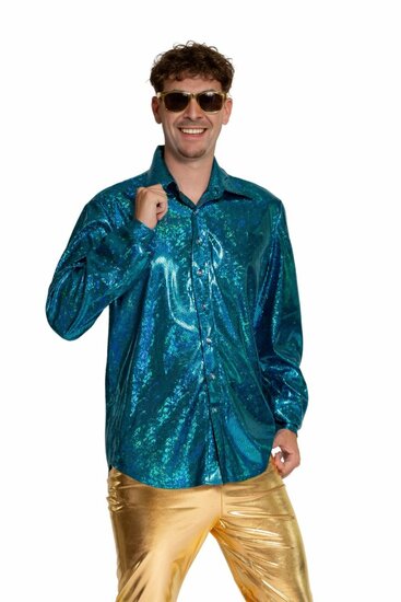 Shiny Disco Shirt - Turquoise - Heren