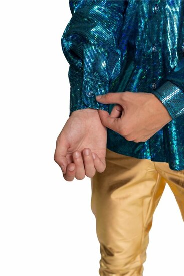 Shiny Disco Shirt - Turquoise - Heren