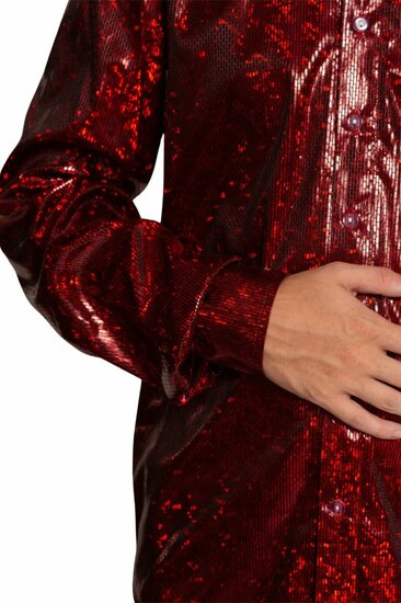 Shiny Disco Shirt - Rood - Heren