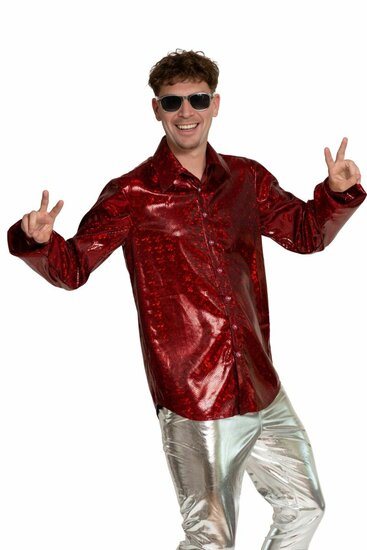 Shiny Disco Shirt - Rood - Heren