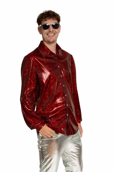 Shiny Disco Shirt - Rood - Heren