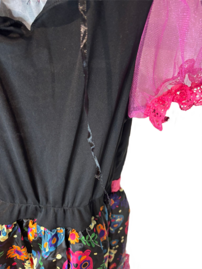 Tweedehands- Mexicaans Jurkje- Maat 164- Roze