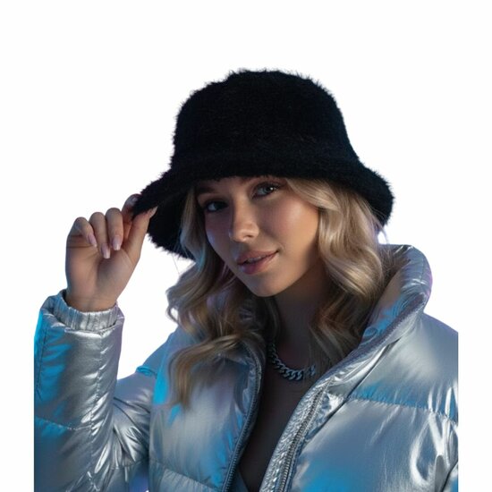 Bucket Hat Pluche - Zwart - Volwassenen