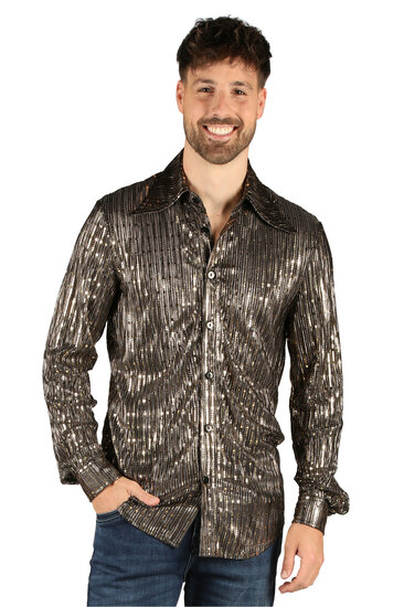 Blouse - Disco King - Heren -Zwart-Goud Nederlands