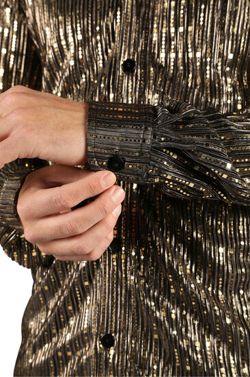 Blouse - Disco King - Heren -Zwart-Goud Nederlands