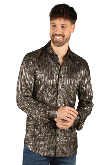 Blouse - Disco King - Heren -Zwart-Goud Nederlands