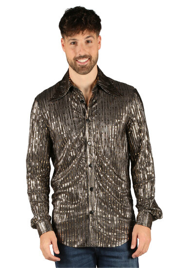 Blouse - Disco King - Heren -Zwart-Goud Nederlands