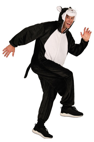 Onesie Poezenkostuum - Pluche - Volwassenen - Zwart-Wit