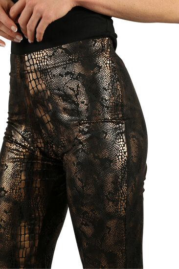 Damesbroek Snakeskin - Goud - Wijde Pijp - Jaren 80 &amp; 90 Disco