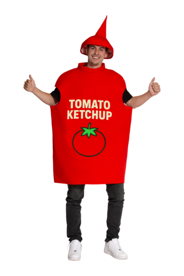 Ketchup Fles Kostuum - Rood - Volwassenen