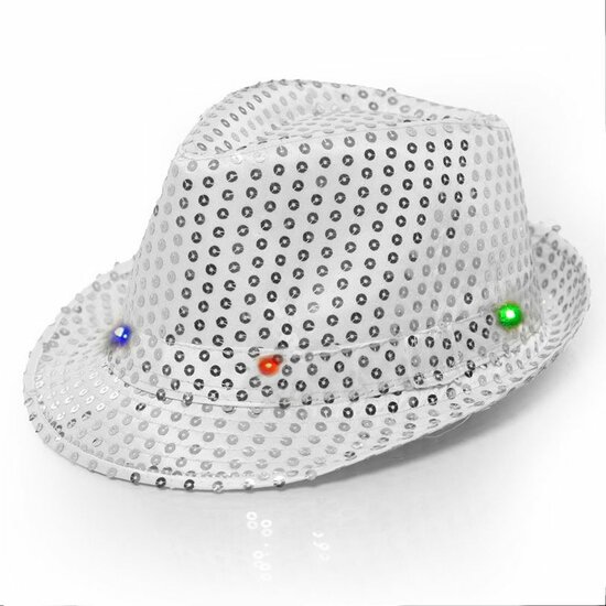 Hoed Lichtjes Pailletten - Disco - Zilver