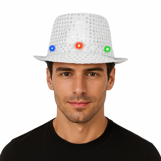 Hoed Lichtjes Pailletten - Disco - Zilver