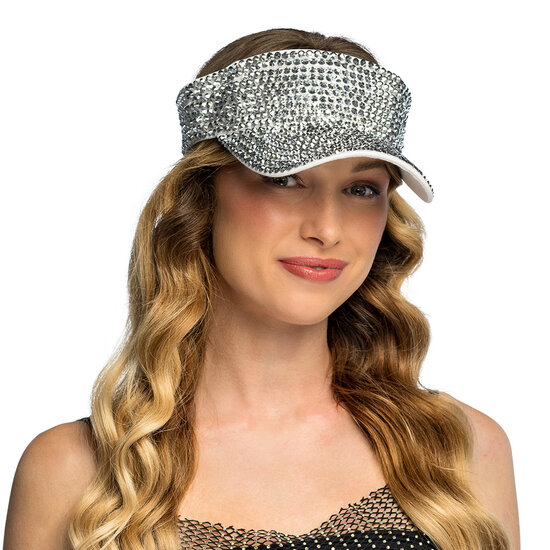 Festival Zonneklep - Glam Zilver - Strass Steentjes