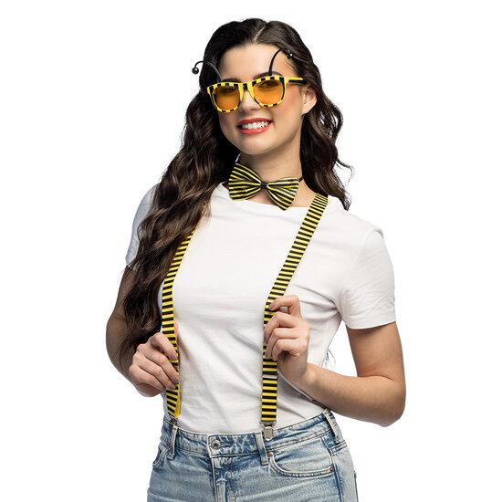 Accessoireset Honingbij 3-delig - Bril - Bretel - Strikje