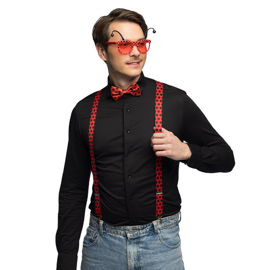 Accessoireset Lieveheersbeestje 3-delig - Bril - Bretel - Strikje